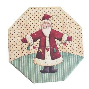 Cleo CSS Creative Seasonal Solutions Patchwork Santa Christmas Decorative Box.